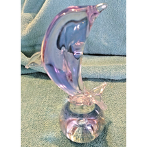 Hand Blown Art Glass Murano Style Purple Wave Swimming Dolphin Figurine ... - $7.87