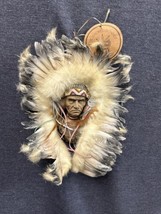 Vintage Rare Sacred Bonnet Native American chief Wall Hanging Decor Feat... - $31.68