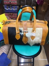 Cowhide handmade duffel bag , vintage leather duffel bag . Leather weekend bag  - £109.34 GBP