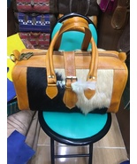 Cowhide handmade duffel bag , vintage leather duffel bag . Leather weekend bag  - $139.00