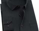 Yi Hai Long Men&#39;s Solid Black Long Sleeve Dress Shirt - L - $19.79