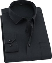 Yi Hai Long Men&#39;s Solid Black Long Sleeve Dress Shirt - L - £15.76 GBP