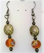 Amber Floral Glass Bead Earrings - £18.97 GBP