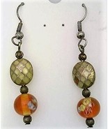 Amber Floral Glass Bead Earrings - £18.93 GBP