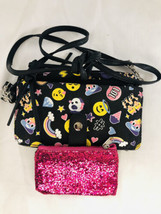 No Boundaries Emoji Crossbody Wristlet Black Purse Detachable Straps + e... - £14.81 GBP