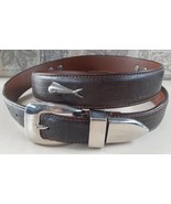 Zep-Pro Belt Men&#39;s Size 42 Silver Tone Buckle Leather Mahi Mahi U2 - $19.91 CAD