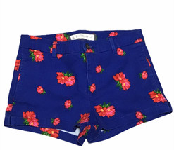 Abercrombie &amp; Fitch Size 4 Waist 27 Booty Shorts Stretch Blue with Pink Flowers  - £21.08 GBP