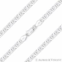 Solid .925 Sterling Silver 3mm Flat Marina Mariner Link Italian Chain Bracelet - £15.15 GBP+