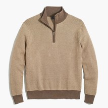 NWT Mens Size Large J. Crew Brown Pure Cotton Half-Zip Herringbone Sweater NEW - £21.57 GBP