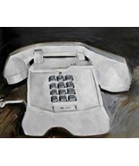 Realism Art Vintage OLD WHITE TELEPHONE Gift Landline Phone 10 x 9 Giclee Print - $99.00