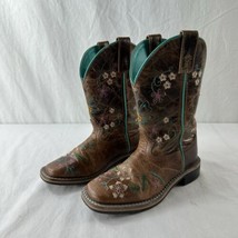 Smoky Mountain Brown Cowgirl Boots Style 3841C Floral Embroidered Youth Sz 12.5 - $29.69