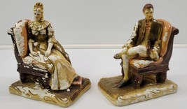Vintage Victorian 2 Piece Man and Woman Sitting In Chairs Statues Figurines - $11.87
