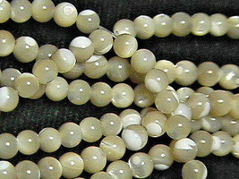 4mm Natural Mother of Pearl Round Beads (95+/- per strand) - $6.93