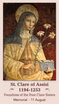 St. Clare of Assisi LAMINATED Prayer Card, 5 Pack, with Two Free Holy Cards - £10.51 GBP
