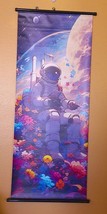 Japanese Art Print Wall Hanging Canvas Scroll Outer Space Astraunaut Life-Line - £30.96 GBP