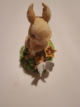 Ceramic Easter Bunny Village Accessory Decor Vintage Figurine Rabbit Butterfly - £15.07 GBP