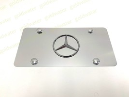 3D Mercedes Benz Logo Emblem Silver Aluminum Chrome Metal Front License Plate - £22.37 GBP