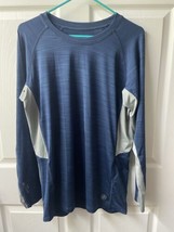 Hang Ten Swim Shirt Mens Med Blue Gray Long Sleeve Pocket Active UPF 50+... - $14.73