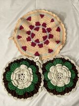 3 Crocheted Pot Holder Place Mat Pre-owned - $11.79