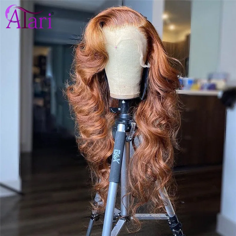 Per ginger brown body wave wigs brazilian human hair wigs pre plucked 13x4 lace frontal thumb200