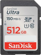 SanDisk 512GB Ultra SD Card SDXC up to 150MB/s UHS-I Class 10 U1 - For Cameras - £58.85 GBP