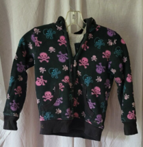Girls Faded Glory Jacket Size Small 6-6x Hooded Lined Zipper Skulls Cros... - £10.37 GBP