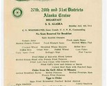 SS Alaska Menu Alaska Line 1932 Childs Glacier Hunter Canoe Horseback Ri... - $17.82