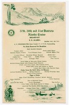 SS Alaska Menu Alaska Line 1932 Childs Glacier Hunter Canoe Horseback Ri... - $17.82