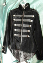 Unisex black velvet brocade Frockcoat Military Dark Star jacket.New.Size... - $111.25