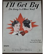 I&#39;LL GET BY (As long as I have you) Sheet Music ART DECO Man Lady-Vintag... - $22.08 CAD