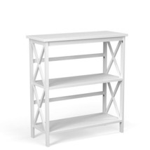 3-Tier Wooden Multi-Functional X-Design Etagere Storage Bookshelf-White ... - $1,739.10 MXN