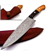 Beautifully handmade 8&#39;&#39; chef knife with damascus steel for your kitchen . - £95.90 GBP