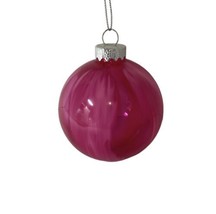 Dept 56 Glass Ornament Hand painted Ball Pink Ribbon Christmas 3 in  NWT - £10.74 GBP