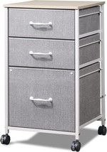 Devaise Mobile File Cabinet, Rolling Printer Stand With 3 Drawers,, Light Grey - £51.82 GBP