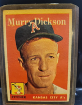 Murry Dickson 1958 Topps Kansas City A&#39;s #34 - $4.90