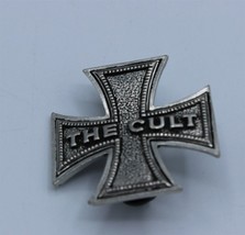 The Cult Cross Pin Brooch English Pewter Alchemy Poker Vintage 1992 - $45.80