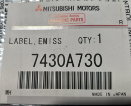 2008 Mitsubishi Lancer Emission Label P/N 7430A730 Genuine Oem - £6.51 GBP