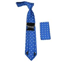 Men's Stacy Adams Tie and Hankie Set Woven Silky Satin #SAT127 Royal Polka Dot image 1