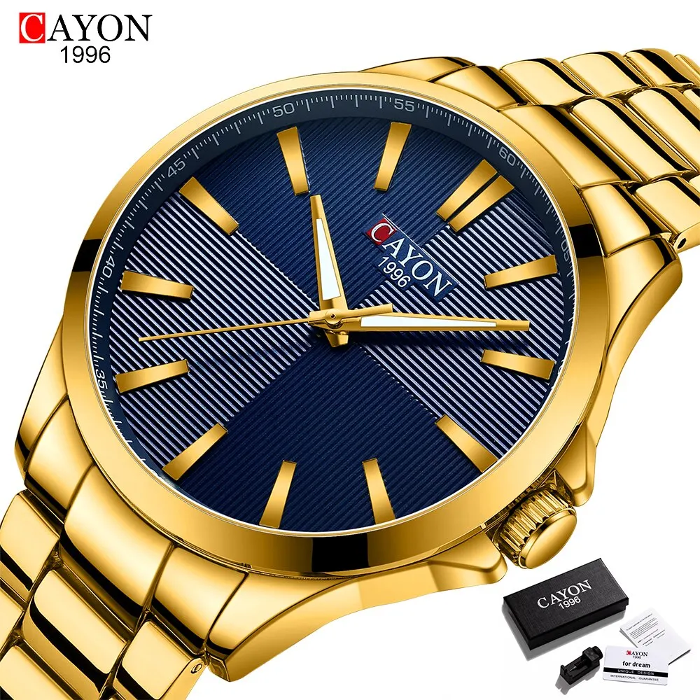 CAYON New Fashion Simple Style Men   Stainless Steel  Waterproof Wristwatch  Mas - £84.63 GBP