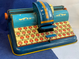 Vtg Unique Art MFG Co Inc Typewriter Tin Litho Children&#39;s Toy Portable - $29.65