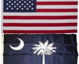 Ant Enterprises Moon South Carolina and USA Flag 3x5 Embroidered 2 Doubl... - $39.88