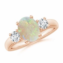 ANGARA Oval Opal Ring with Diamond Accents in 14K Gold (Grade-AAA, Size-9x7) - £1,351.98 GBP