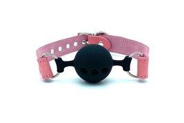 Pink Leather Tango Silicone Ball-Gag with Silver Hardware, BDSM Submissive, Kink - £50.76 GBP