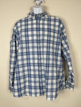 Sonoma Men Size XL Blue/Wht Plaid Button Up Shirt Long Sleeve Pocket - $6.75