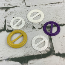 Belt Buckle Toggles Lot Of 5 Retro Vintage White Yellow Purple 70’s - £7.90 GBP