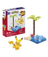 MEGA Pokemon Action Figure Building Toys Set, Pikachu&#39;s Beach Splash wit... - $9.99