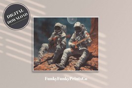PRINTABLE wall art, Space Cowboys Playing Guitars, Landscape | Digital Download - £2.74 GBP