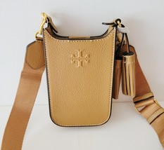 Tory Burch Thea Cellphone Crossbody Handbag Tiramisu Pebbled Leather 146464 0623 - £110.34 GBP