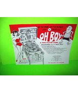 OH BOY 1964 Original NOS Pinball Machine Flyer Promo Vintage Retro Game Art - £47.91 GBP