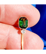 Earth mined Demantoid Deco Pin Gatsby era Antique Platinum 14k Gold Signed - $38,707.42 CAD